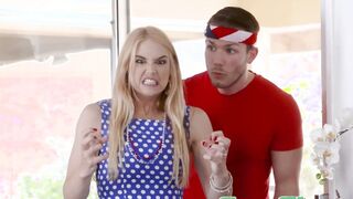 FAMILY STROKES Sexy Sarah Vandella hammered by step sibling in taboo foursome