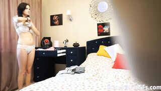 My naughty GF trying out all the outfits in her wardrobe