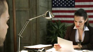 Corrupted big breasted TBabe agent bangs man