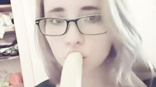 Compilation 18 year old teen sucks a banana, imagining that it is a dick