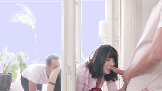 FAMILY STROKES Hot Amber Chase gets stucked & ravaged on the window