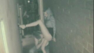 Snatch licked alley hoe bends over for shaft