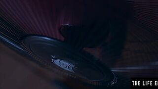 Horny brunette Leony April tickles her snatch with a feather