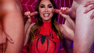 Kianna Dior showing how deep is her throat on two cocks