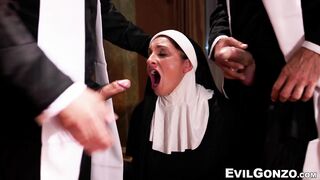 Big Titted sister anally spitroasted by two hung ministers
