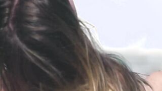 Seductive teen teasing at the beach nude