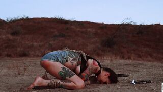 Caned chick cries while caned & eats booty