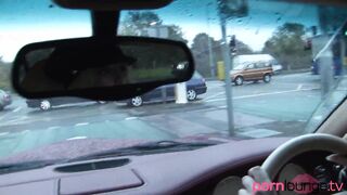 Blondes suck dong in car & get ravaged