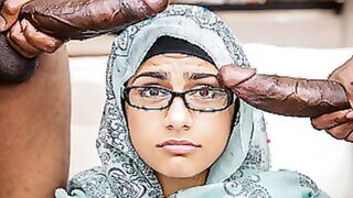 Mia Khalifa tries interracial 3some