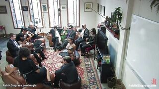 Sexy Girl gang bang banged at public party