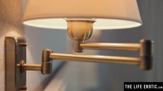 Horny beauty Emily J rubs & fingers that bushy beaver