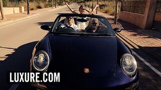 Threeway with a blonde & a redhead in a villa