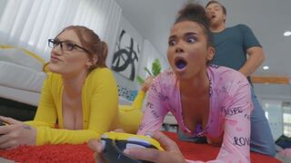 REALITY KINGS Hotties demanded some prick while gaming - Aria Kai, Alina Ali, Kyle Mason
