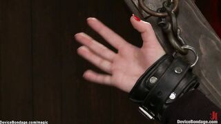 Lesbian sub twat hooked in bondage
