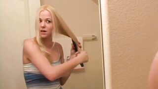 Adorable blonde teen posing for photoshoot