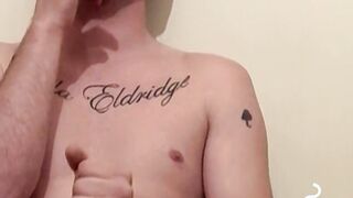 Tatted handsome guy loves to touch himself while smoking