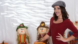 Playful Kristina Rose masturbates with a pumpkin