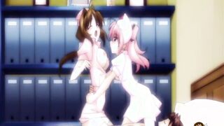 Young Ladies share a stud's Huge Cock - Hentaixxx