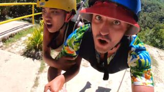 Ziplining amateur couple made a lustful sex tape together once back home