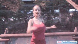 Sexy titty teen gets tits out