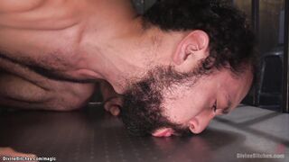 Mistress makes slave suck dick to guy