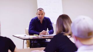 TUSHY Stunning brunettes seduce teacher in assfucking 3some