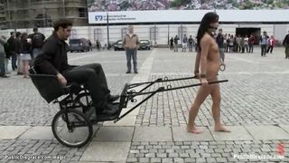 Romanian whore pulling chariot in public