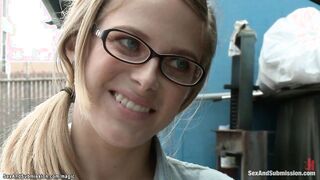 Gagged tied blonde fisted & banged