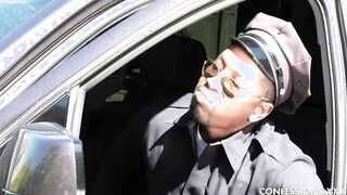 Jessica Rex takes on a big ebony police meat outdoors