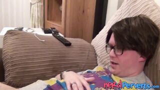 Natural tits teen Missy Kink deepthroats big nerd dick P-O-V