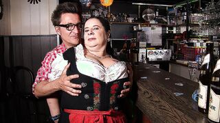 Titty German waitress having fun with the beerfesten