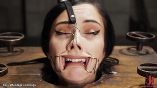 Tiny slave gets nipples clamped