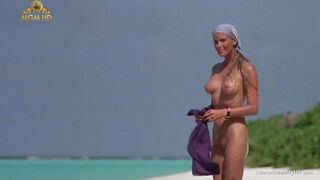 Beautiful Bo Derek showing off her unshaved twat at the beach