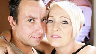 Chubby mature riding a prick