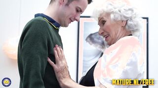 Grandma fucks with young boy after cooked some pancake