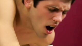 He has his tight butthole filled with big cock