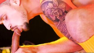 Submissive dude bareback & blowjob with BF