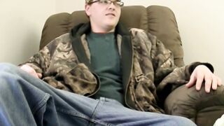 Camo clad homosexual treats ebony man with cock & facial