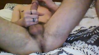 Skinny Michael Wyatt wanks his hard meat in front off camera