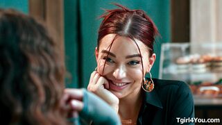 TBabe Emma Rose bangs her Girlfriend in cafe